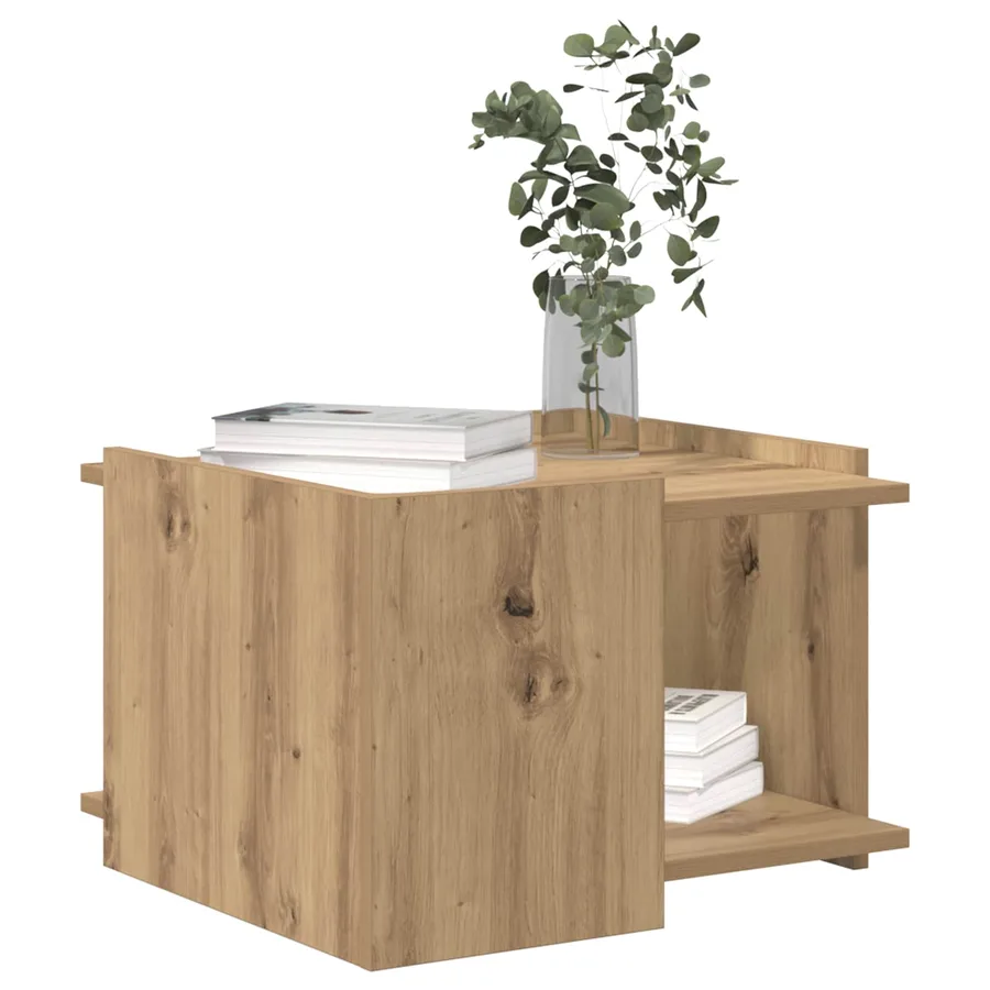 Table basse Chêne artisanal 50,5 x 50 x 33 cm Bois d'ingénierie - 3