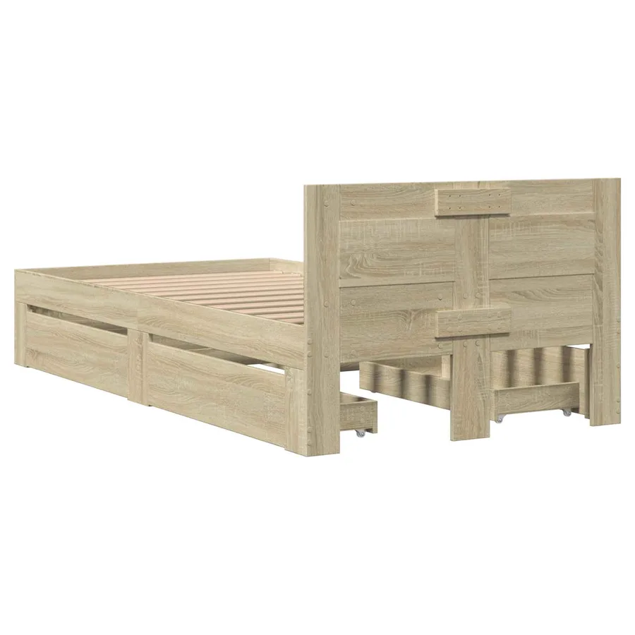 Cadre de lit avec tiroir 2 pc Chêne Sonoma Bois d'ingénierie - 7