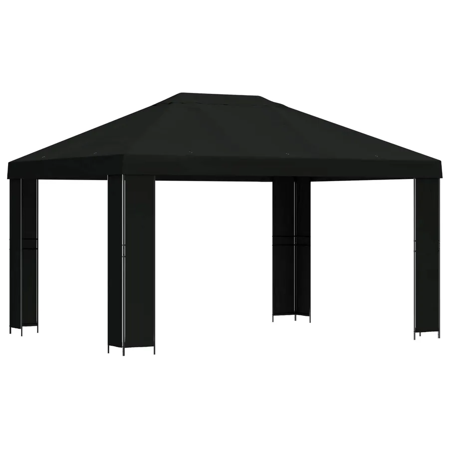 Pavillon 4 × 3 m Noir Polyester et Acier 190 gsm - 2