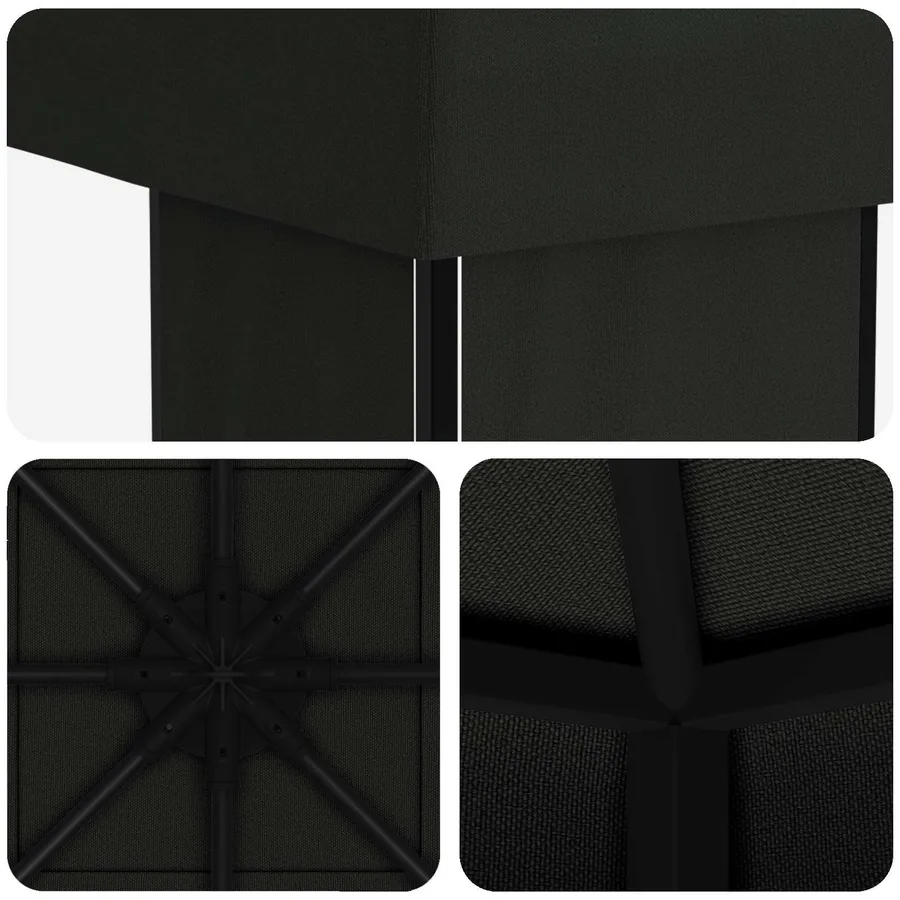 Pavillon 4 × 3 m Noir Polyester et Acier 190 gsm - 5