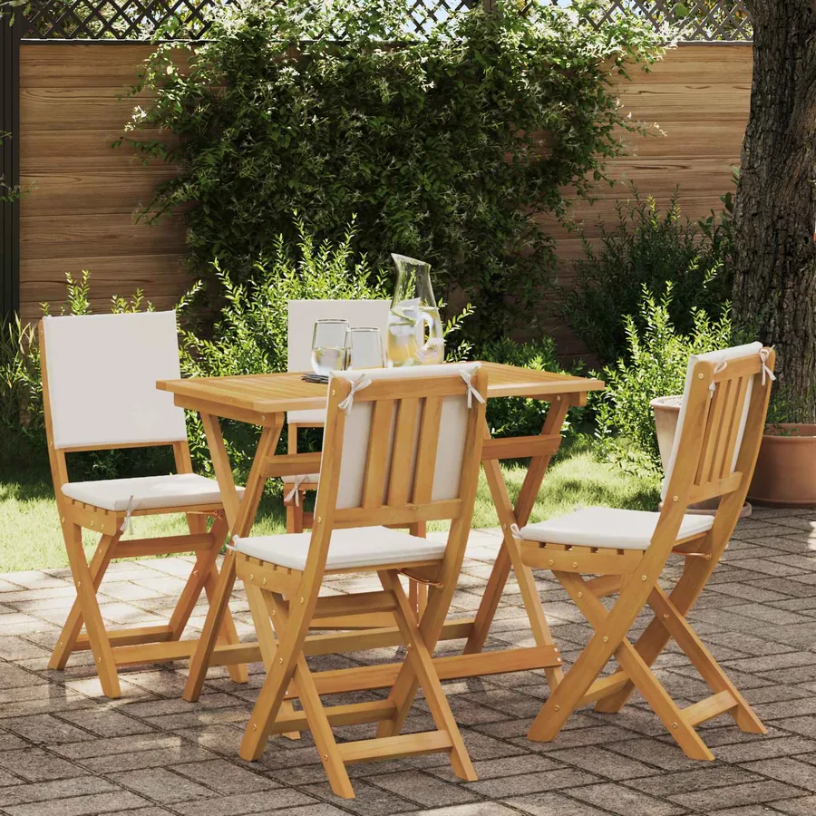 Ensemble bistro de jardin 5 pcs Blanc Naturel et Crème