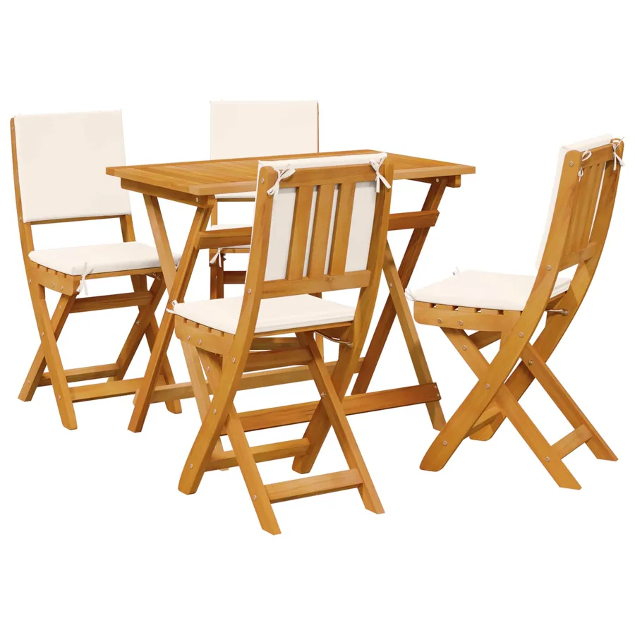 Ensemble bistro de jardin 5 pcs Blanc Naturel et Crème - 2