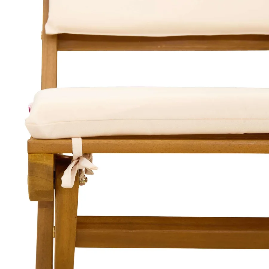 Ensemble bistro de jardin 5 pcs Blanc Naturel et Crème - 7