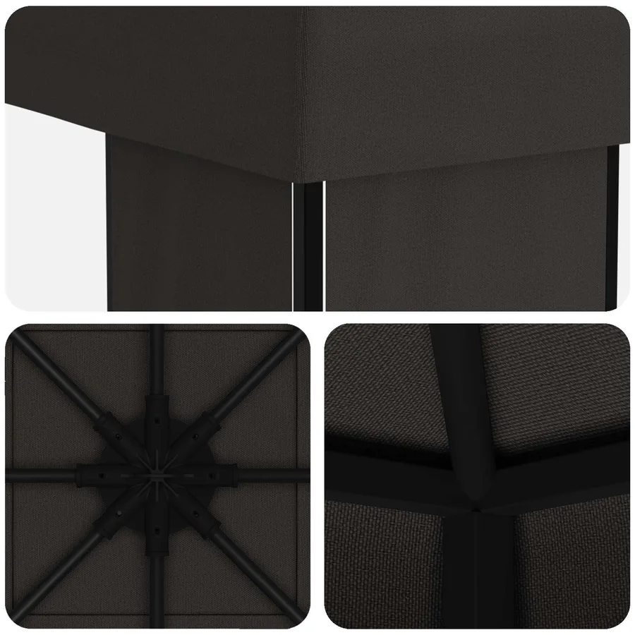 Pavillon 4 × 3 m Anthracite Polyester et Acier 190 gsm - 5