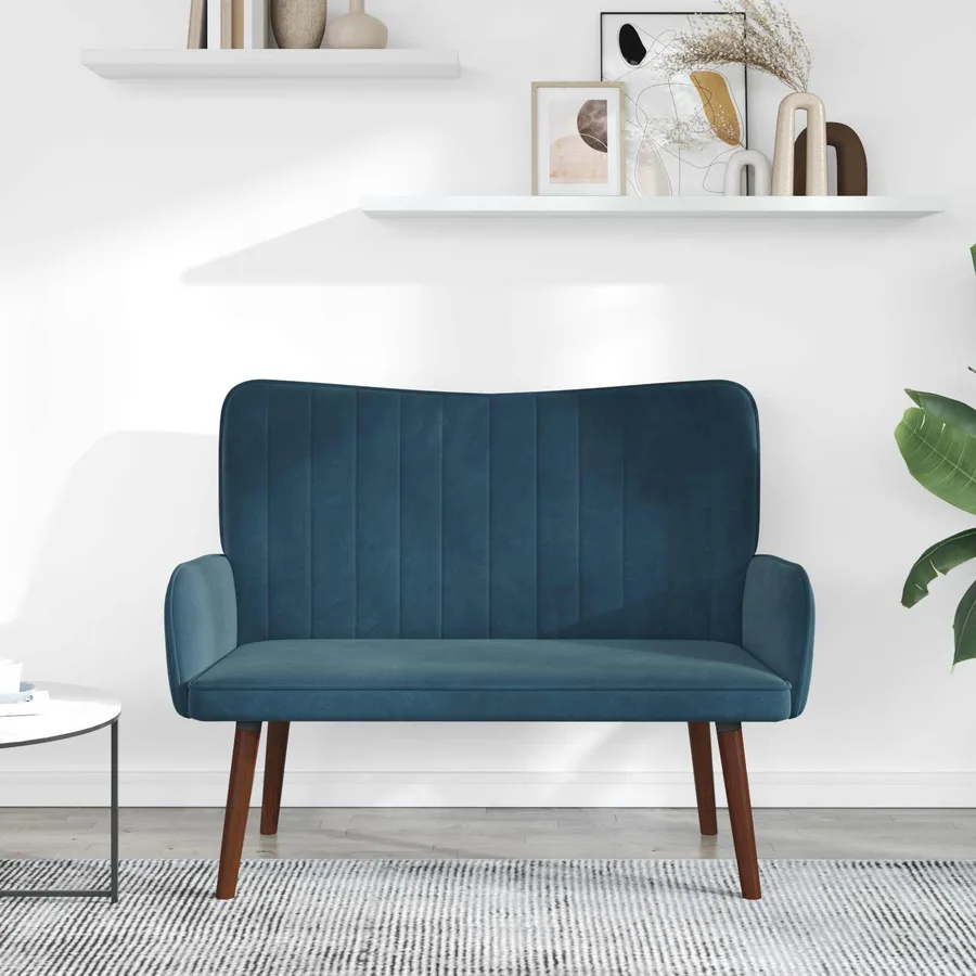 Sofa 2 places Bleu 115 x 61 x 87 cm Velours - 3