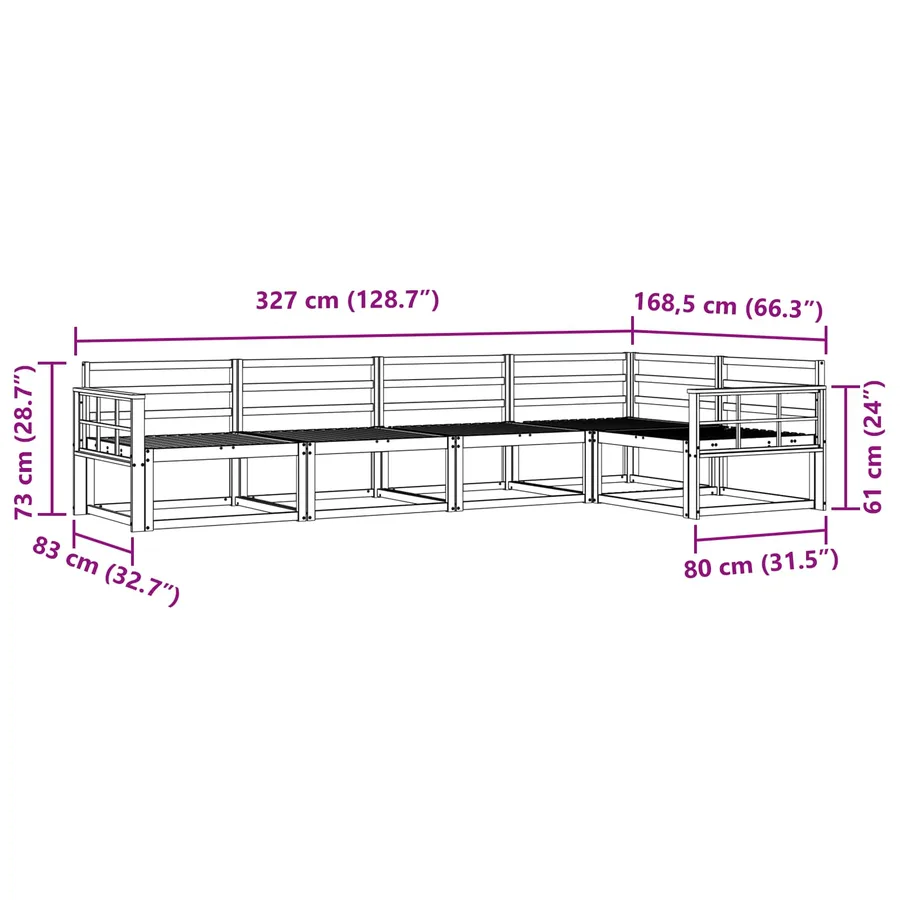 Ensemble de canapés d'extérieur 5 pcs Naturel - 7