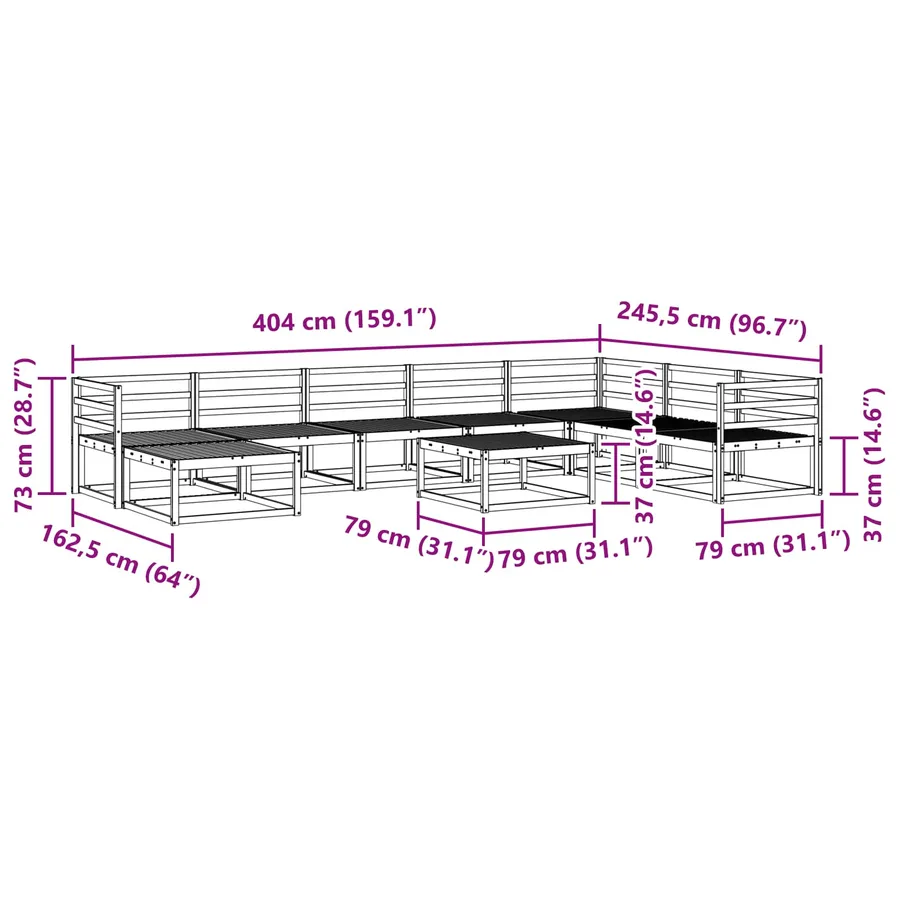 Ensemble de canapés d'extérieur 9 pcs Naturel - 11