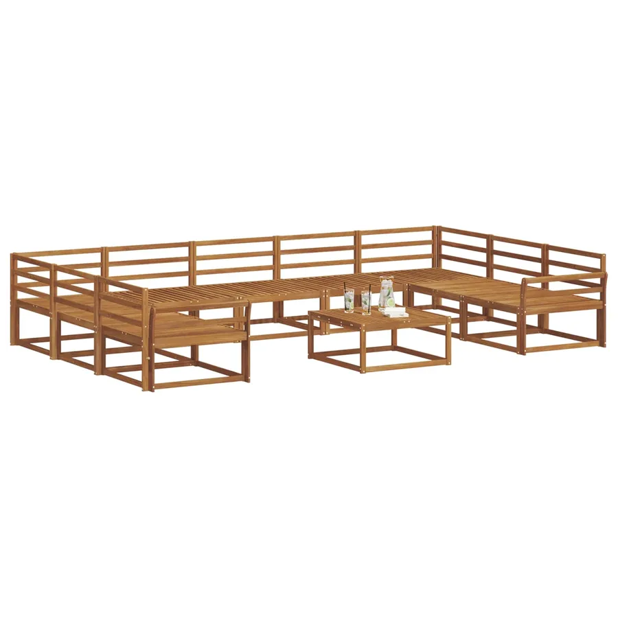 Ensemble de canapés d'extérieur 10 pcs Naturel - 3