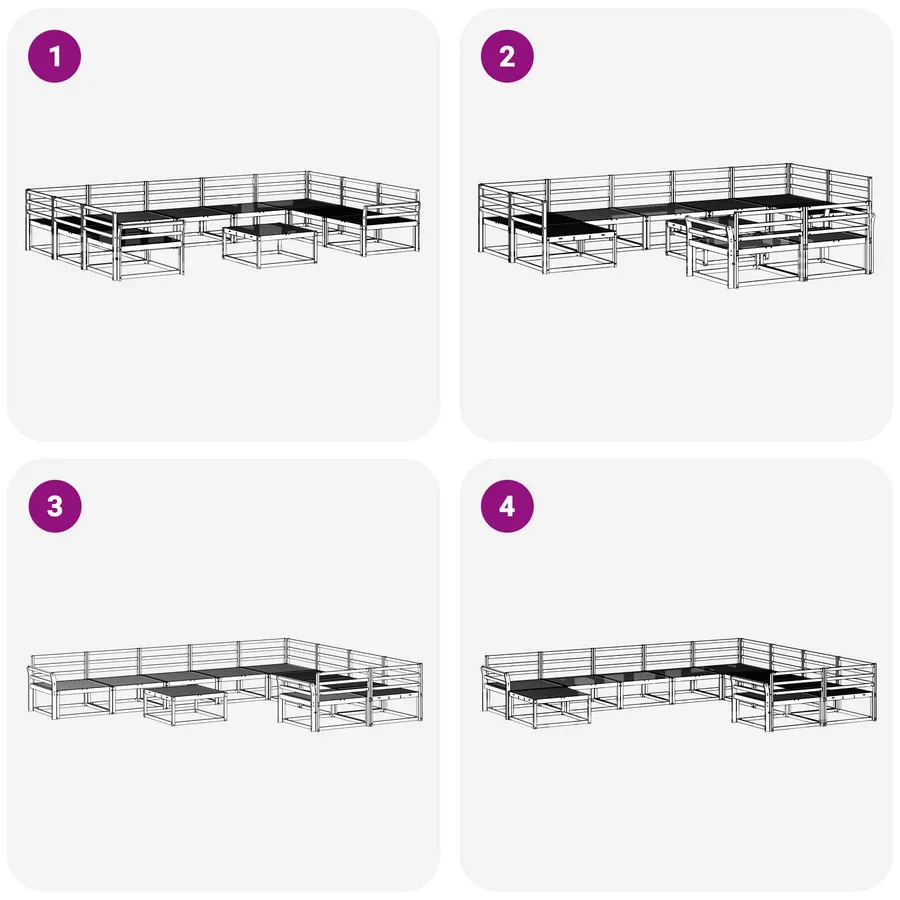 Ensemble de canapés d'extérieur 10 pcs Naturel - 9