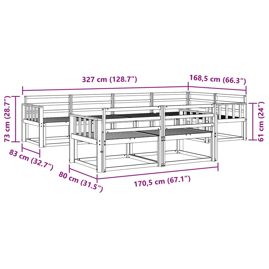 Ensemble de canapés d'extérieur 7 pcs Naturel - 7