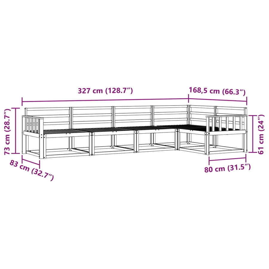 Ensemble de canapés d'extérieur 5 pcs Naturel - 7