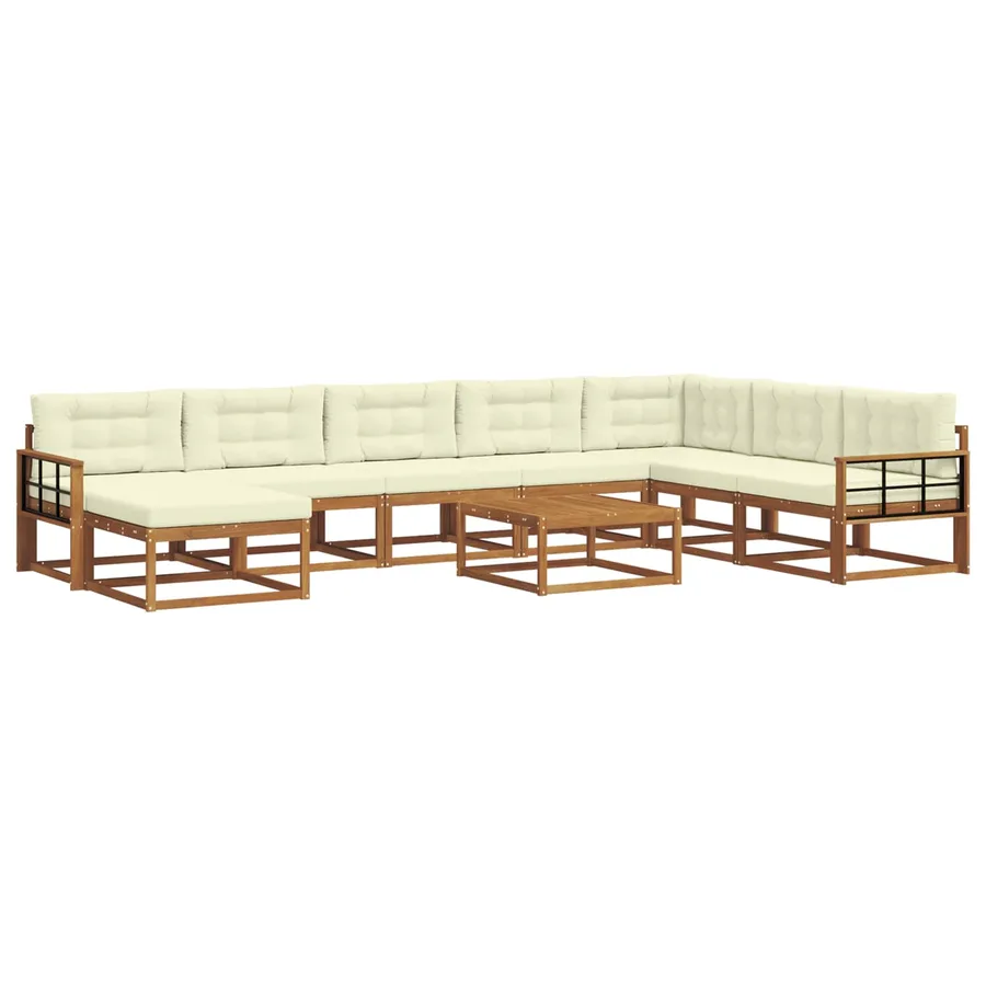 Ensemble de canapés d'extérieur 9 pcs Naturel et Crème - 2