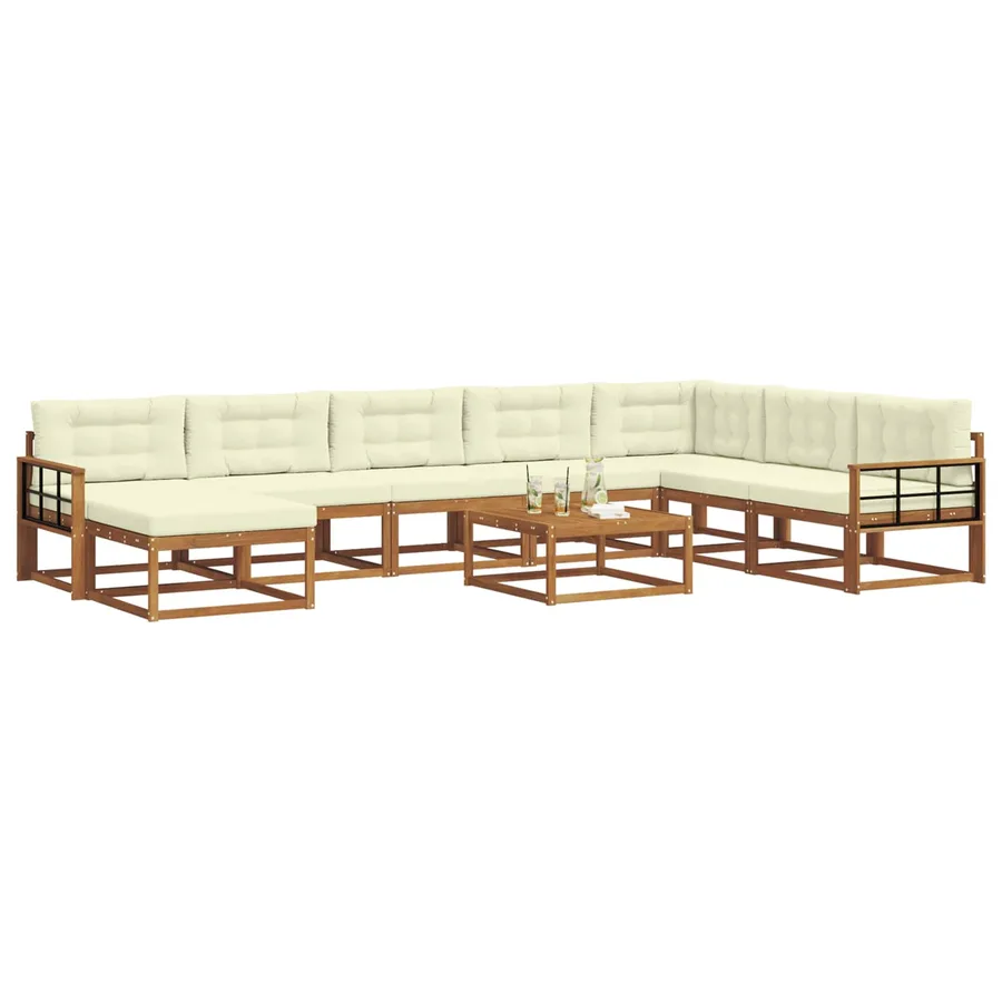 Ensemble de canapés d'extérieur 9 pcs Naturel et Crème - 3