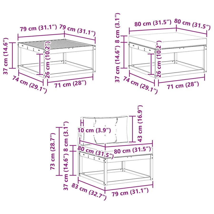 Ensemble de canapés d'extérieur 6 pcs Naturel et Anthracite - 11