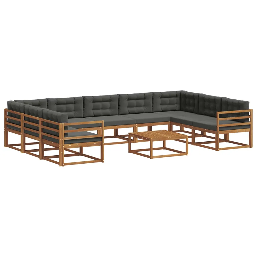 Ensemble de canapés d'extérieur 10 pcs Naturel et Anthracite - 2