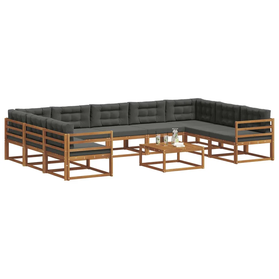 Ensemble de canapés d'extérieur 10 pcs Naturel et Anthracite - 3