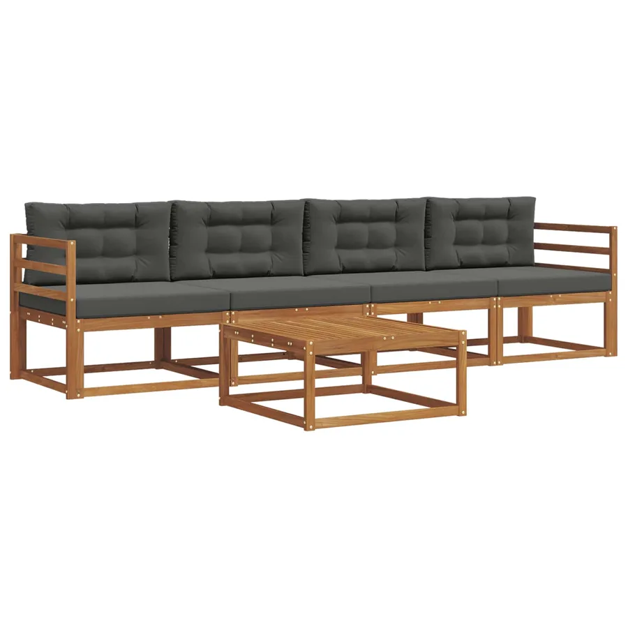 Ensemble de canapés d'extérieur 5 pcs Naturel et Anthracite - 2