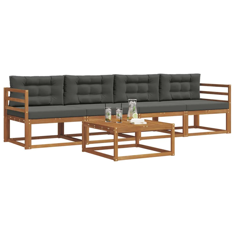 Ensemble de canapés d'extérieur 5 pcs Naturel et Anthracite - 3