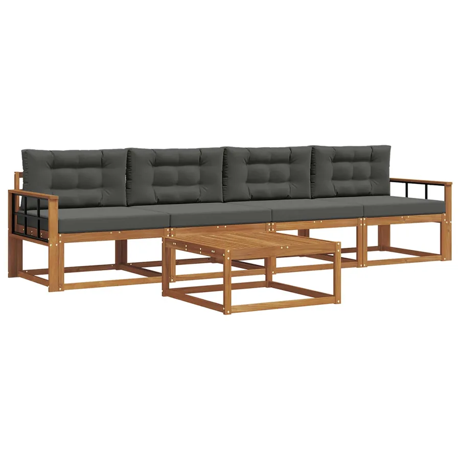 Ensemble de canapés d'extérieur 5 pcs Naturel et Anthracite - 2