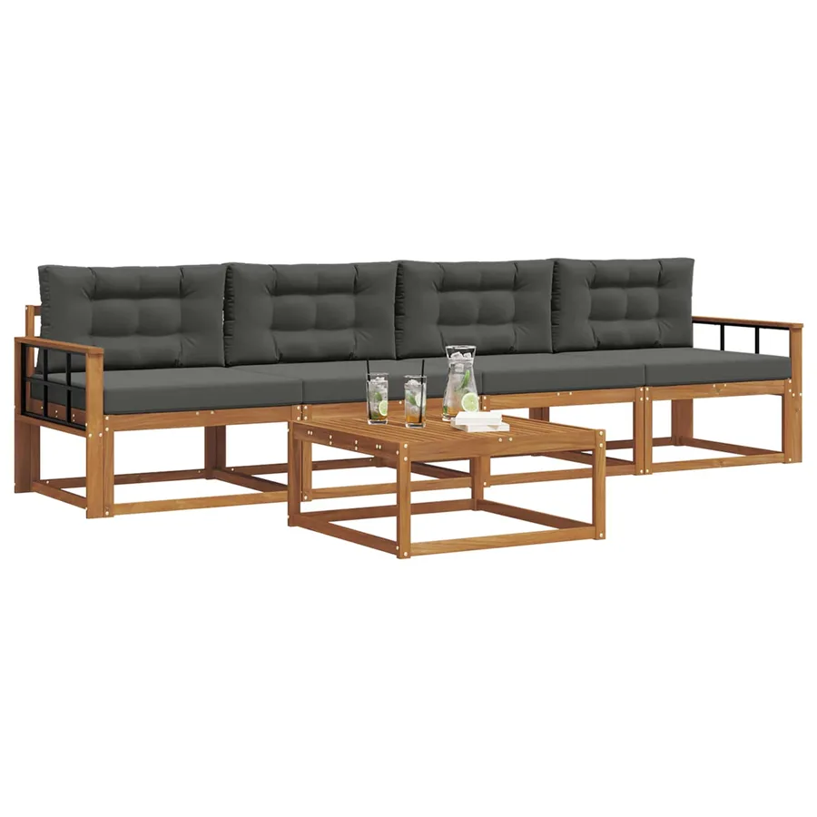 Ensemble de canapés d'extérieur 5 pcs Naturel et Anthracite - 3