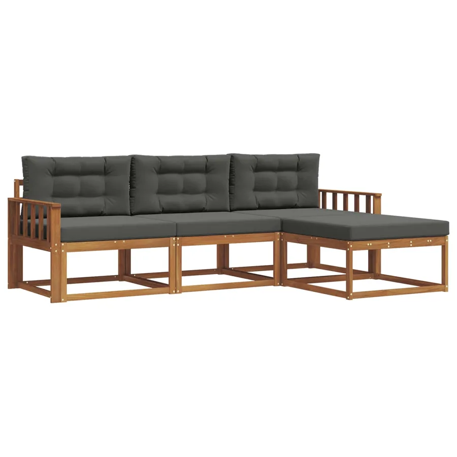 Ensemble de canapés d'extérieur 4 pcs Naturel et Anthracite - 2