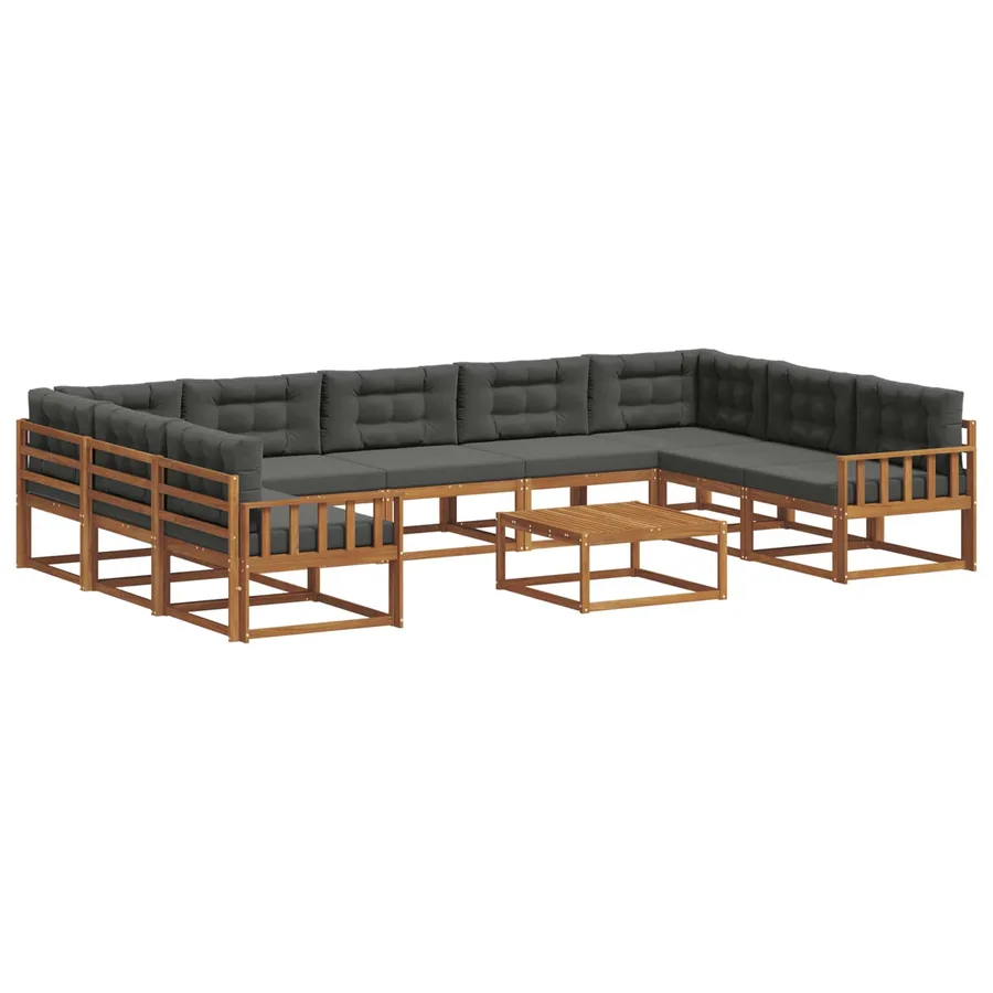 Ensemble de canapés d'extérieur 10 pcs Naturel et Anthracite - 2
