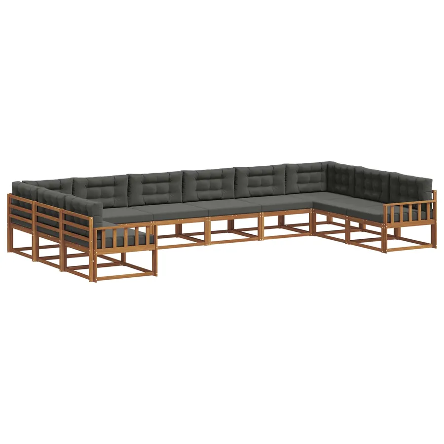 Ensemble de canapés d'extérieur 10 pcs Naturel et Anthracite - 2