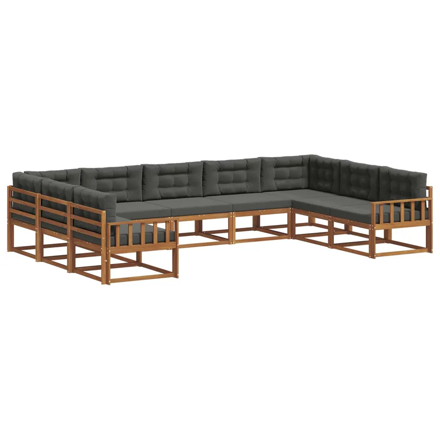 Ensemble de canapés d'extérieur 9 pcs Naturel et Anthracite - 2