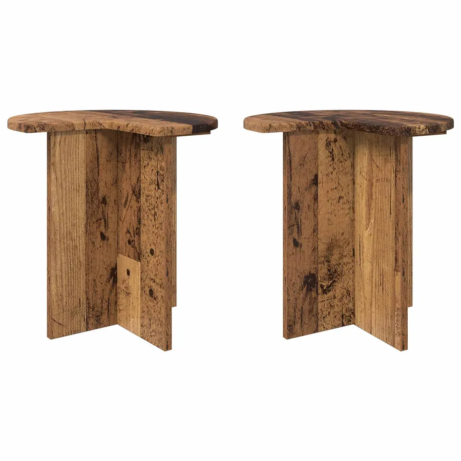 Table d'appoint avec stockage 2 pcs Bois ancien Ø 39 x 38 cm - 2