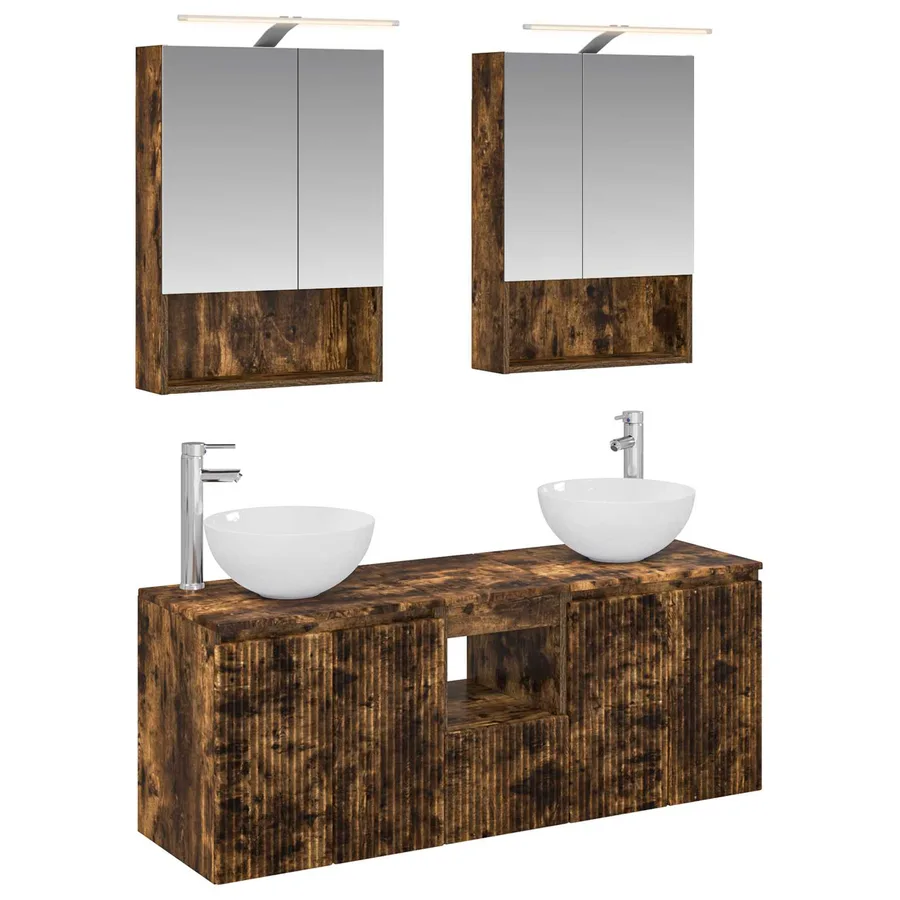 Ensemble d'armoire de salle de bain 5 pcs Chêne fumé - 2