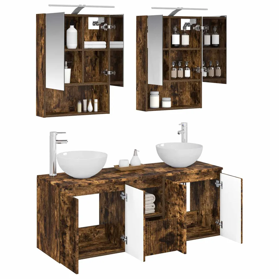 Ensemble d'armoire de salle de bain 5 pcs Chêne fumé - 3
