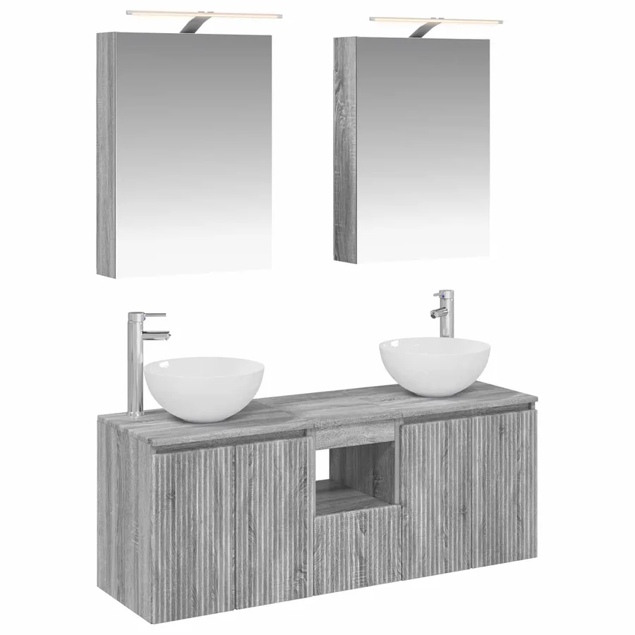 Ensemble d'armoire de salle de bain 5 pcs Sonoma gris - 2