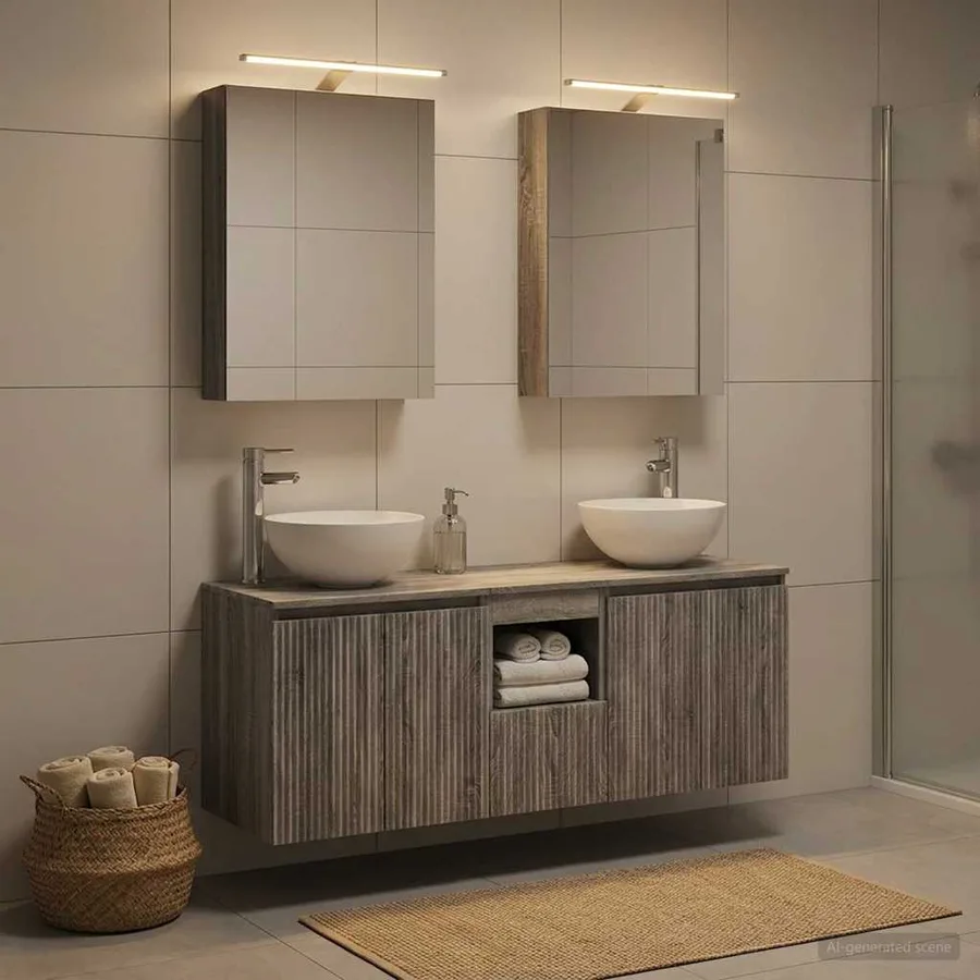 Ensemble d'armoire de salle de bain 5 pcs Sonoma gris - 4