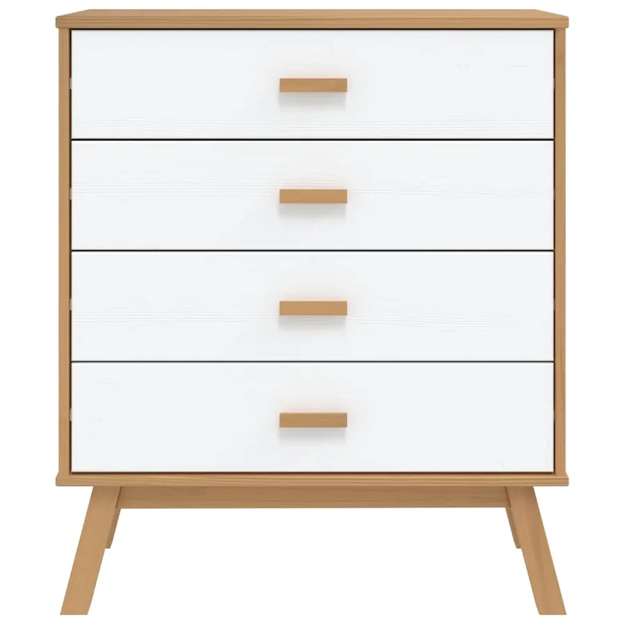 Armoire à tiroirs OLDEN blanc et marron bois de pin solide - 7