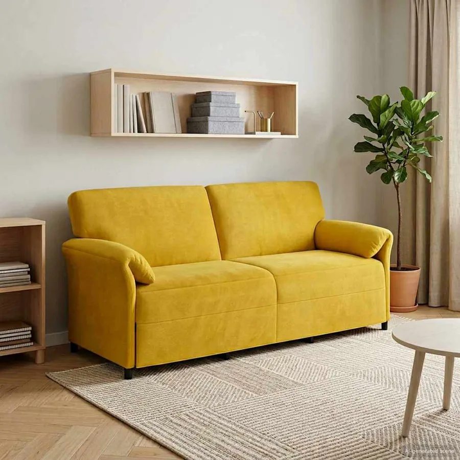 Sofa 3 places Jaune 198 x 83 x 95 cm Velours