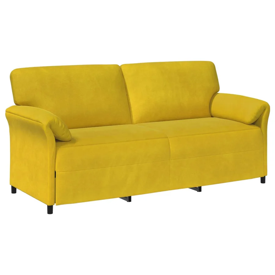 Sofa 3 places Jaune 198 x 83 x 95 cm Velours - 2