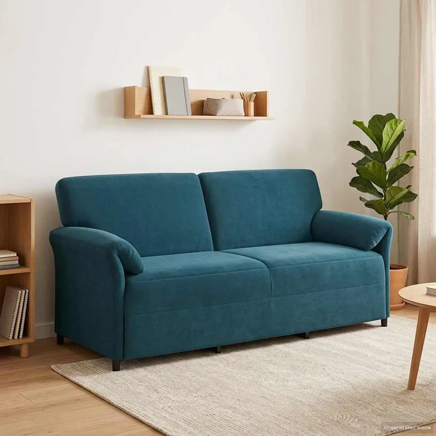 Sofa 3 places Bleu 198 x 83 x 95 cm Velours
