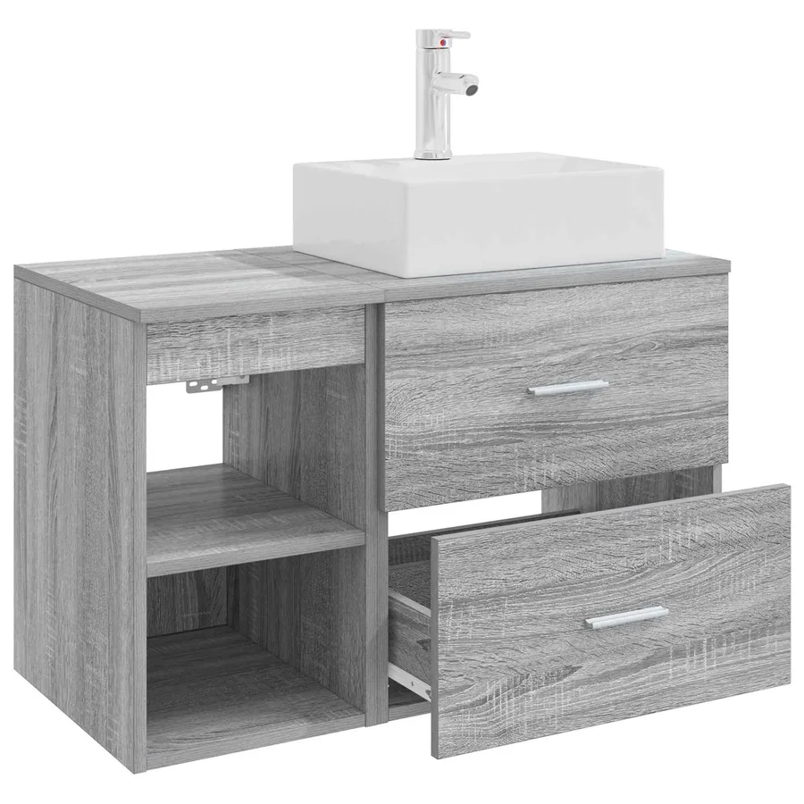 Ensemble de mobilier de salle de bain 2 pcs Sonoma gris - 4