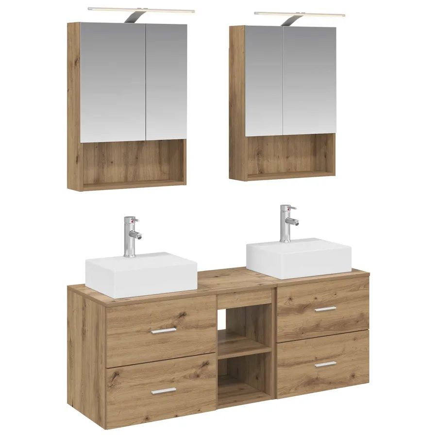Ensemble de mobilier de salle de bain 5 pc Chêne artisanal - 2