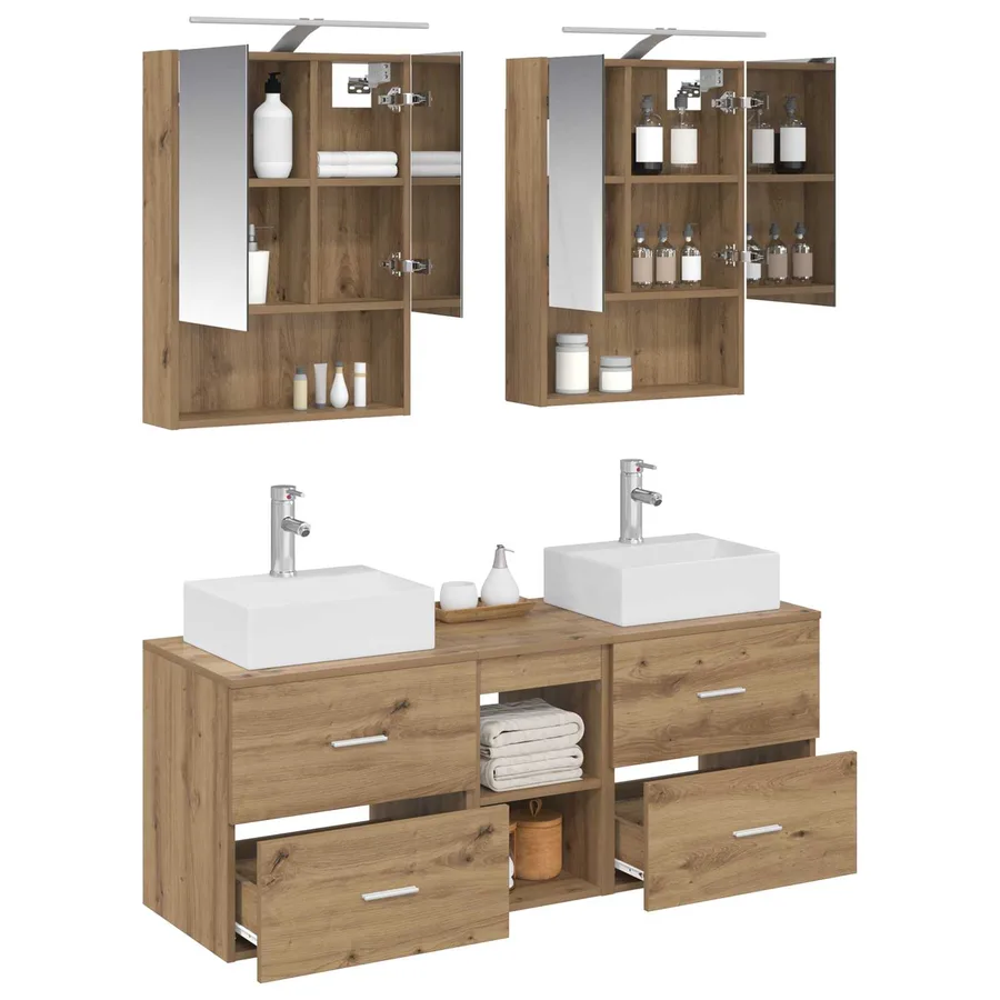 Ensemble de mobilier de salle de bain 5 pc Chêne artisanal - 3