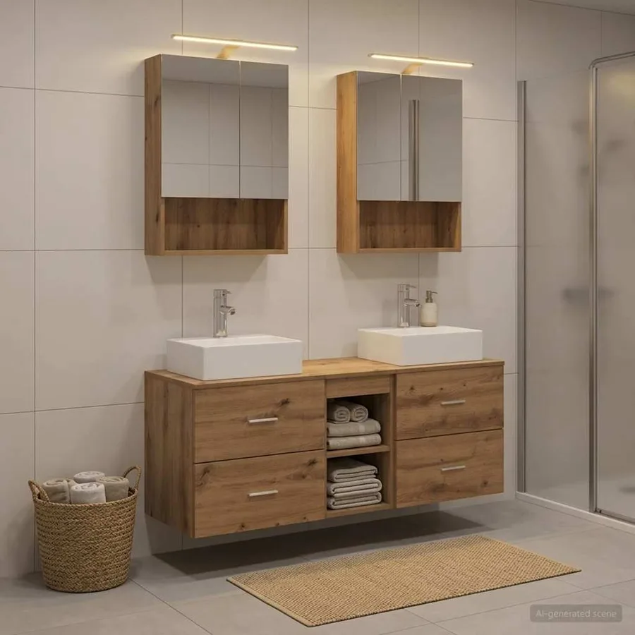 Ensemble de mobilier de salle de bain 5 pc Chêne artisanal - 4