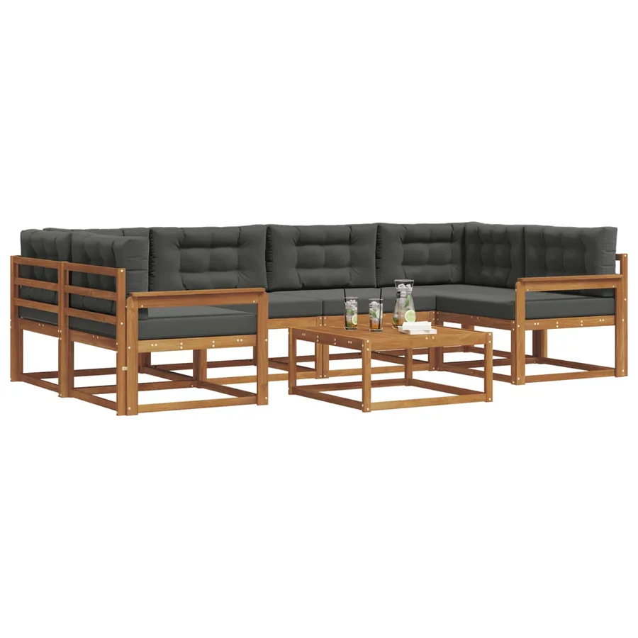Ensemble de canapés d'extérieur 7 pcs Naturel et Anthracite - 3