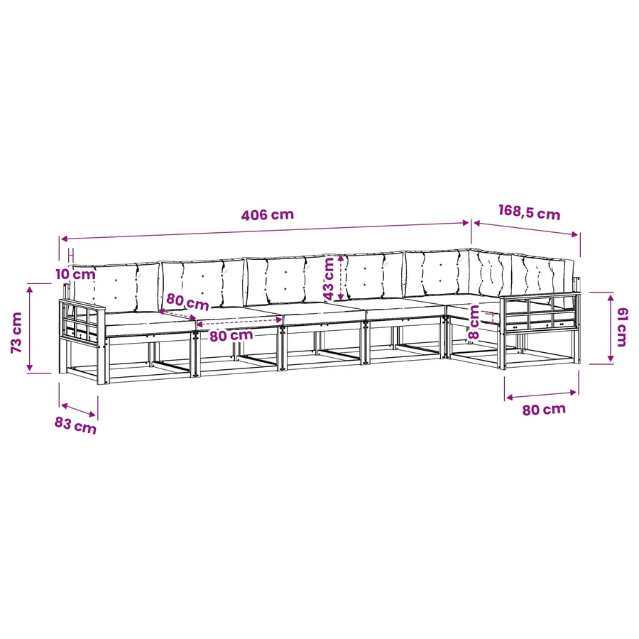 Ensemble de canapés d'extérieur 6 pcs Naturel et Anthracite - 9