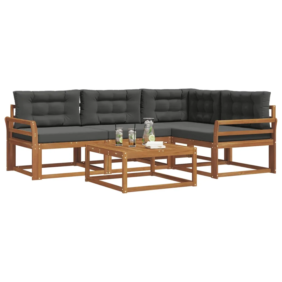 Ensemble de canapés d'extérieur 5 pcs Naturel et Anthracite - 3