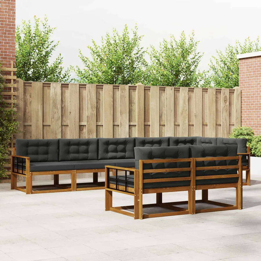 Ensemble de canapés d'extérieur 8 pc Naturel et Anthracite