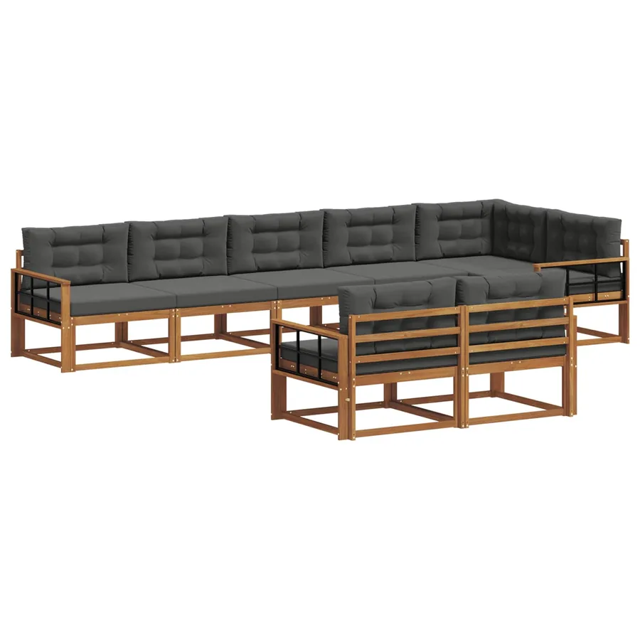 Ensemble de canapés d'extérieur 8 pc Naturel et Anthracite - 2