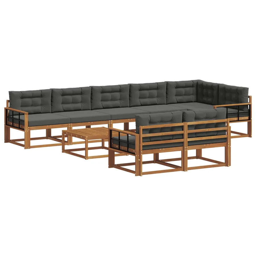 Ensemble de canapés d'extérieur 9 pcs Naturel et Anthracite - 2
