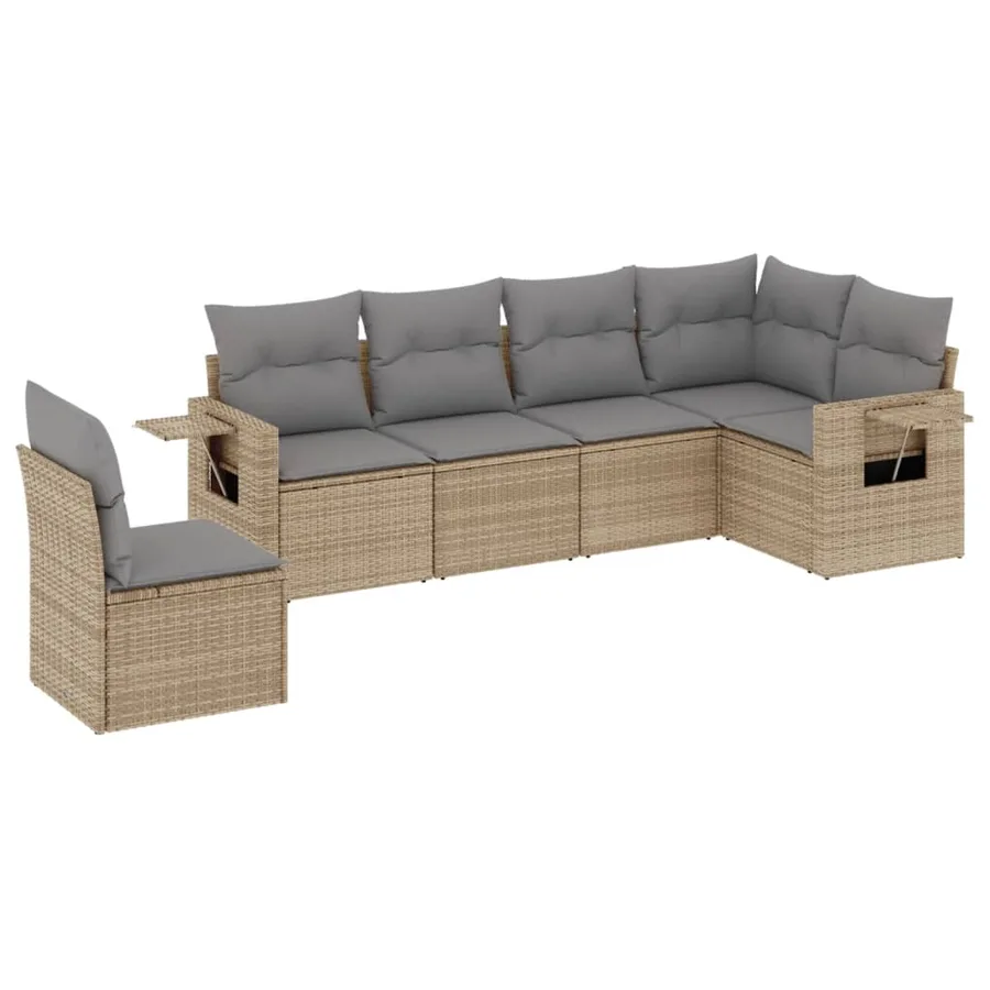 Salon de jardin avec coussins 6 pcs beige résine tressée - 2