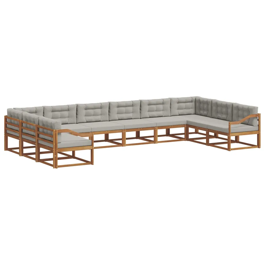 Ensemble de canapés d'extérieur 10 pcs Gris Naturel et Clair - 2