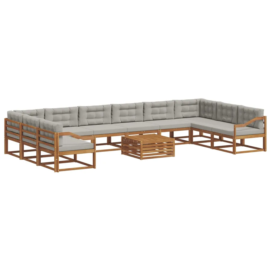 Ensemble de canapés d'extérieur 11 pcs Gris Naturel et Clair - 2